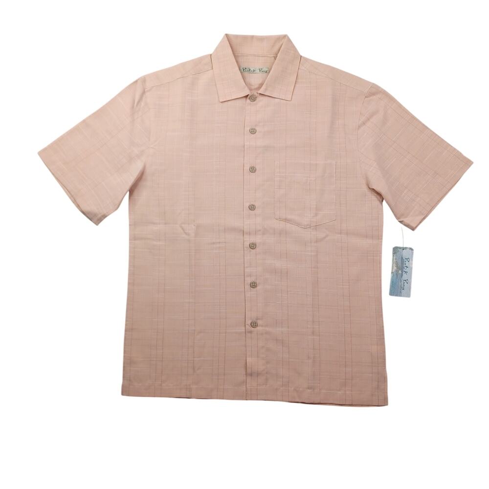 Batik Bay Casual Button Down Shirt Men's S Coral Rayon Coastal Camp Vacation NWT